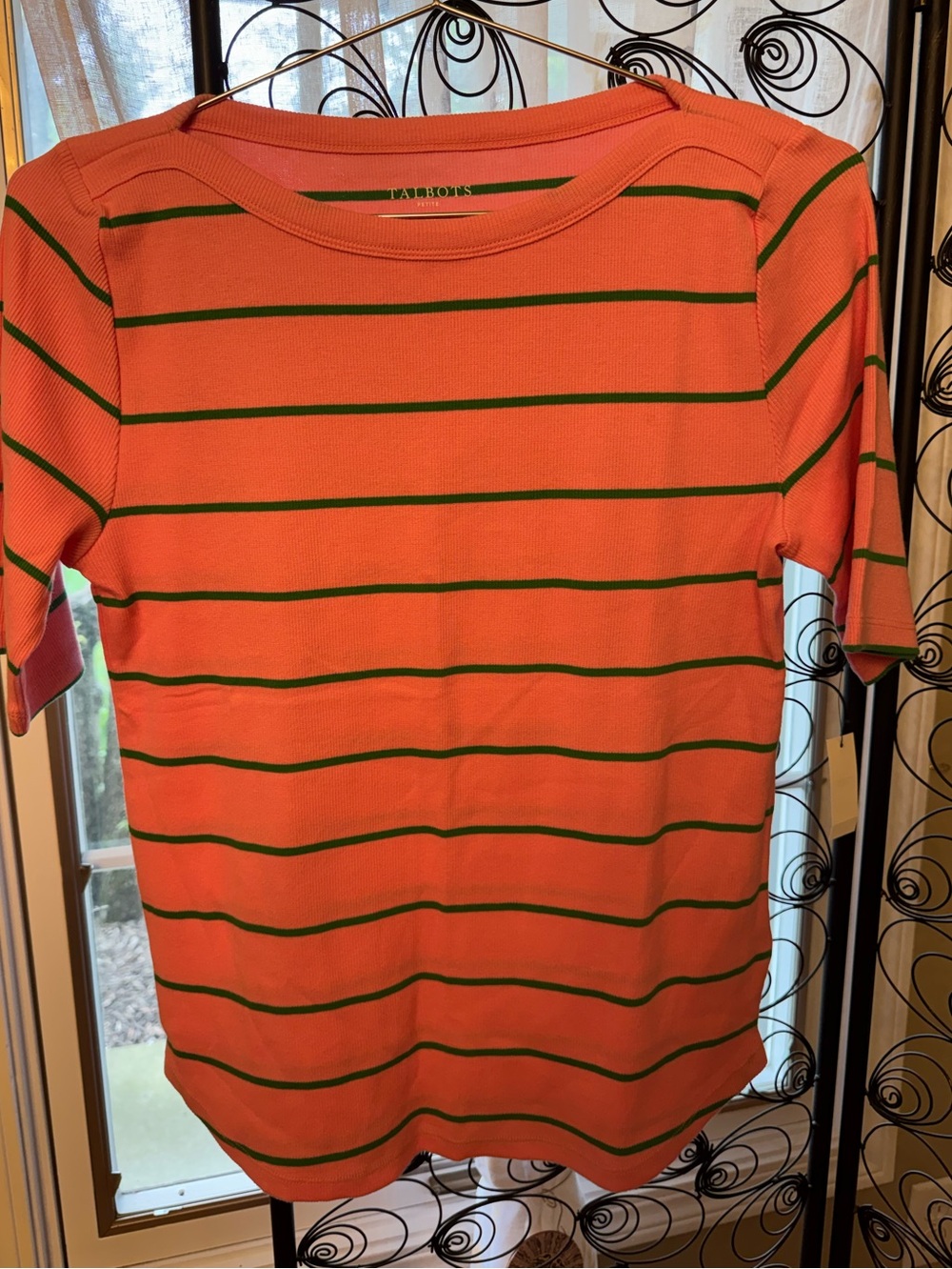 Talbots Ribbed Bateau Neck Tee- Large Petite NWT